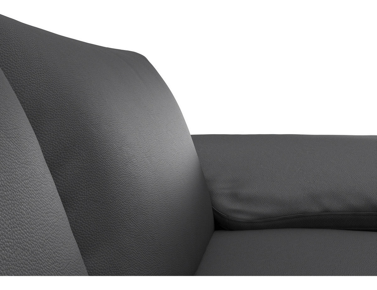 2-SITZER-SOFA Schwarz Echtleder  - Alufarben/Schwarz, Design, Leder/Metall (176/84,5/92cm) - Livetastic