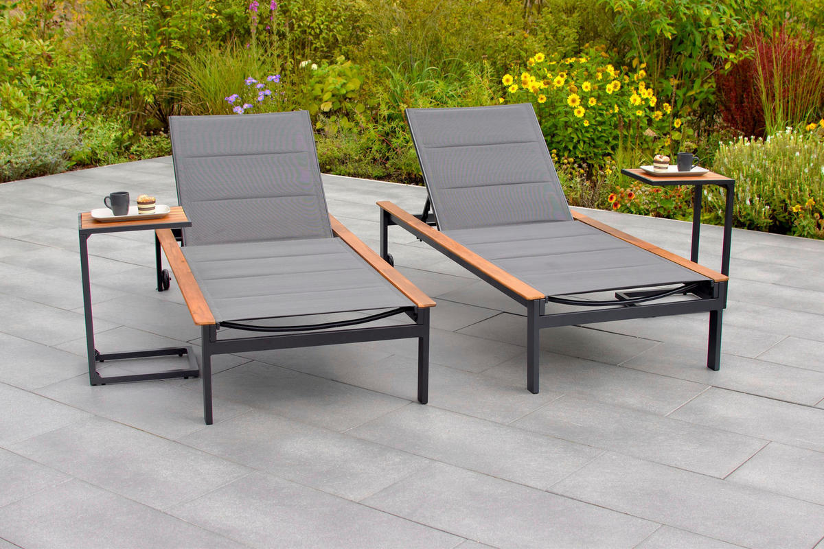 GARTENBEISTELLTISCH 41/32/61 cm  - Graphitfarben/Naturfarben, MODERN, Holz/Metall (41/32/61cm) - Gardenson