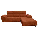 ECKSOFA Rostfarben Cord Rücken echt, Kopfteilverstellung, Sitzvorzug  - Rostfarben/Schwarz, KONVENTIONELL, Textil/Metall (290/196cm) - Carryhome