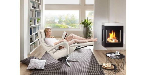 RELAXSESSEL in Leder Creme, Ecru  - Ecru/Edelstahlfarben, Design, Leder/Metall (75/106/88cm) - Dieter Knoll