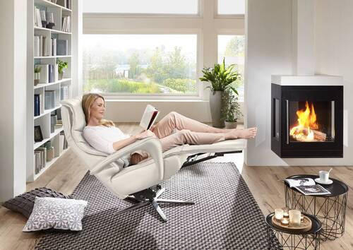 RELAXSESSEL in Leder Creme, Ecru  - Ecru/Edelstahlfarben, Design, Leder/Metall (75/106/88cm) - Dieter Knoll