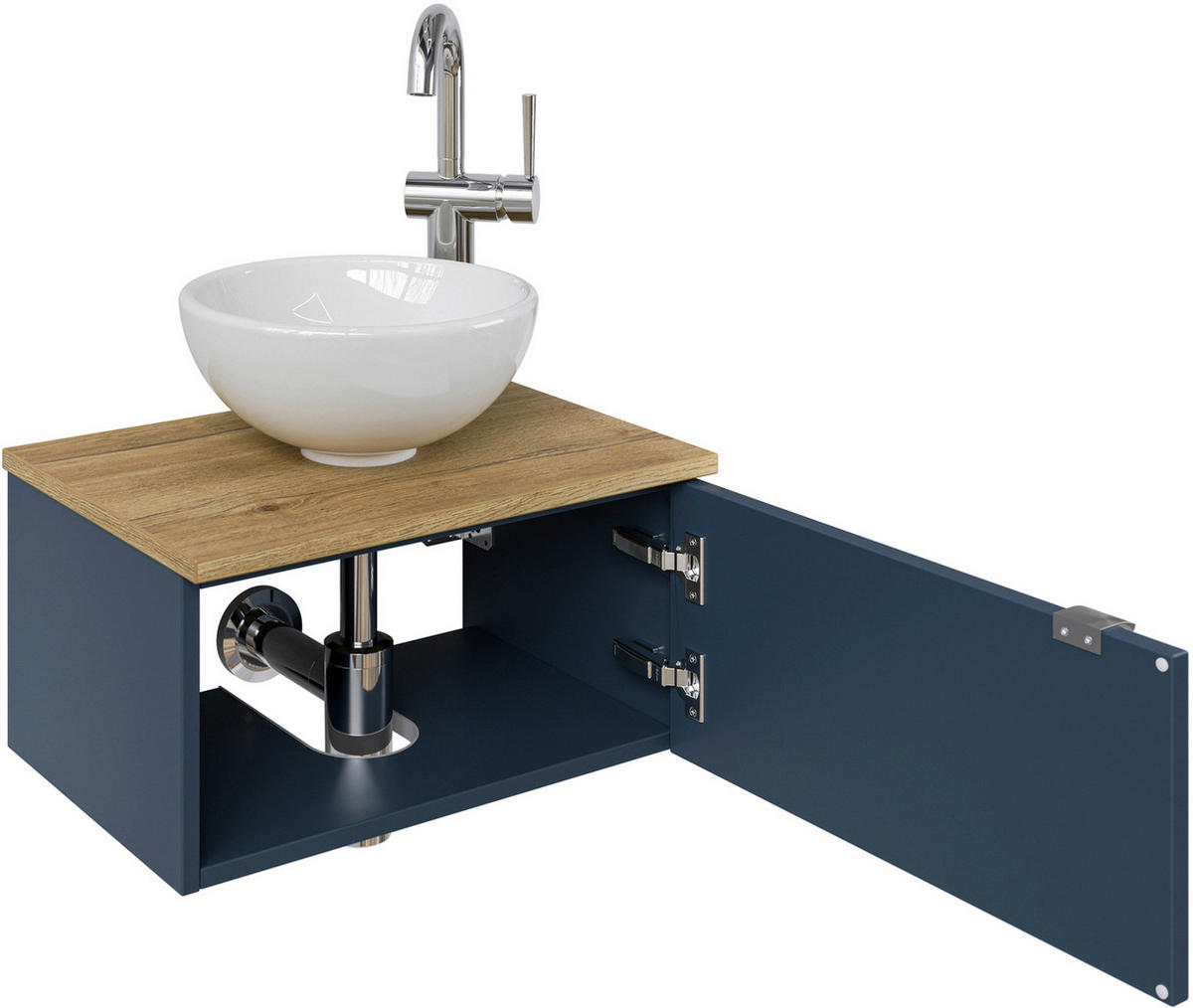 WASCHTISCHKOMBI 51 cm  - Edelstahlfarben/Graublau, Design, Keramik/Holzwerkstoff (51cm) - Sadena