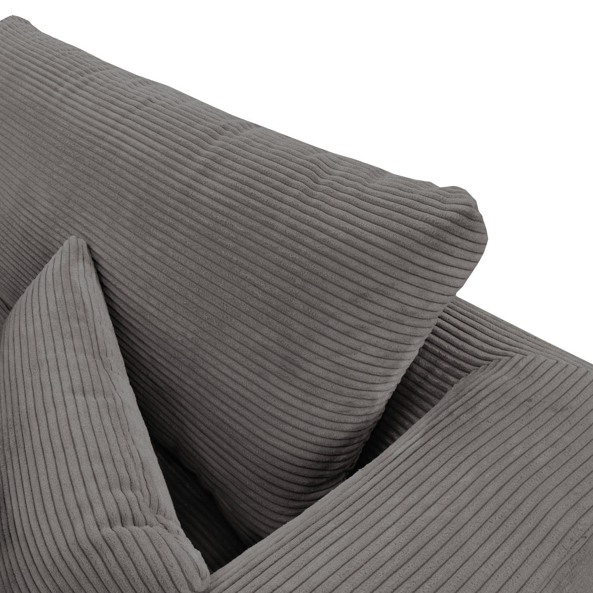 ECKSOFA in Cord Grau  - Schwarz/Grau, Design, Textil/Metall (313/172cm) - Livetastic
