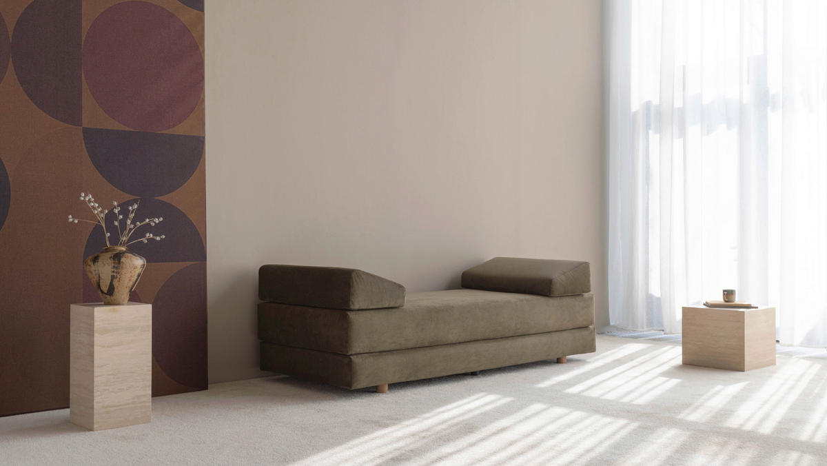 SCHLAFSOFA Flachgewebe Grün  - Eichefarben/Grün, Design, Holz/Textil (200/82/80cm) - Niels Andersson