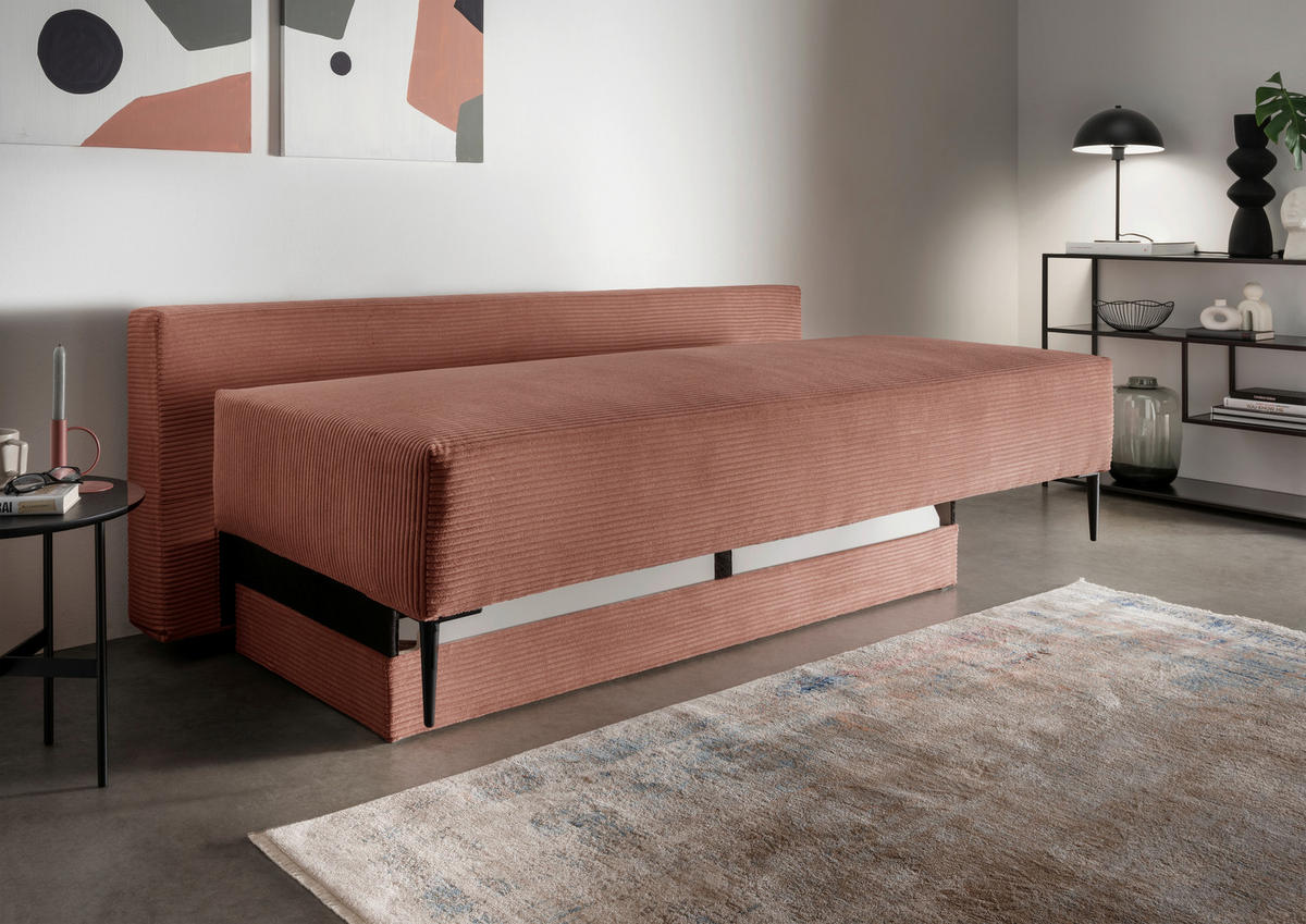 SCHLAFSOFA in Cord Rot, Koralle  - Koralle/Rot, Modern, Textil/Metall (198/90/100cm) - Livetastic