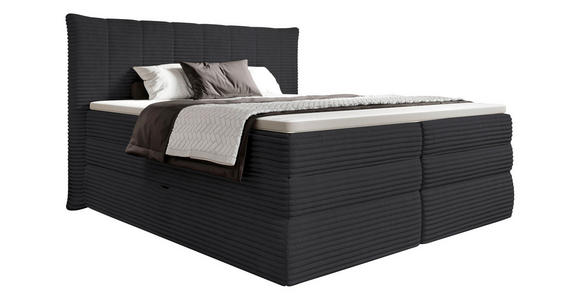 BOXSPRINGBETT 180/200 cm  in Dunkelgrau  - Dunkelgrau/Schwarz, Design, Kunststoff/Textil (180/200cm) - Esposa