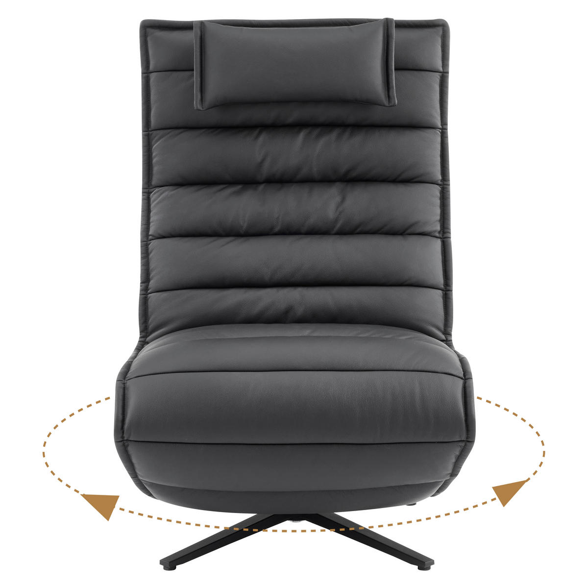 RELAXSESSEL Lederlook Echtleder Relaxfunktion, Fußteilverstellung, Nackenkissen    - Schwarz, Design, Leder/Textil (68/108/84cm) - Stylife