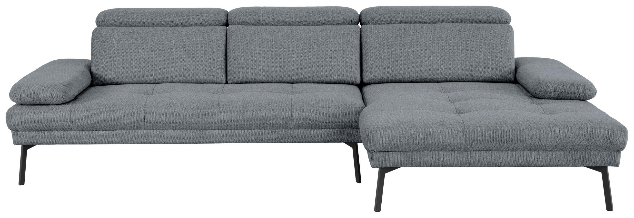 ECKSOFA in Webstoff Dunkelgrau  - Dunkelgrau/Schwarz, Design, Textil/Metall (296/188cm) - Livetastic