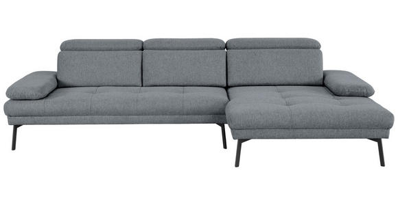 ECKSOFA Dunkelgrau Webstoff  - Dunkelgrau/Schwarz, Design, Textil/Metall (296/188cm) - Xora