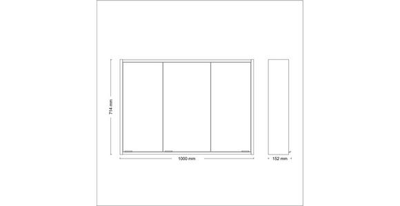 SPIEGELSCHRANK 100/71,4/15,2 cm  - Chromfarben/Weiß, KONVENTIONELL, Glas/Holz (100/71,4/15,2cm) - Xora