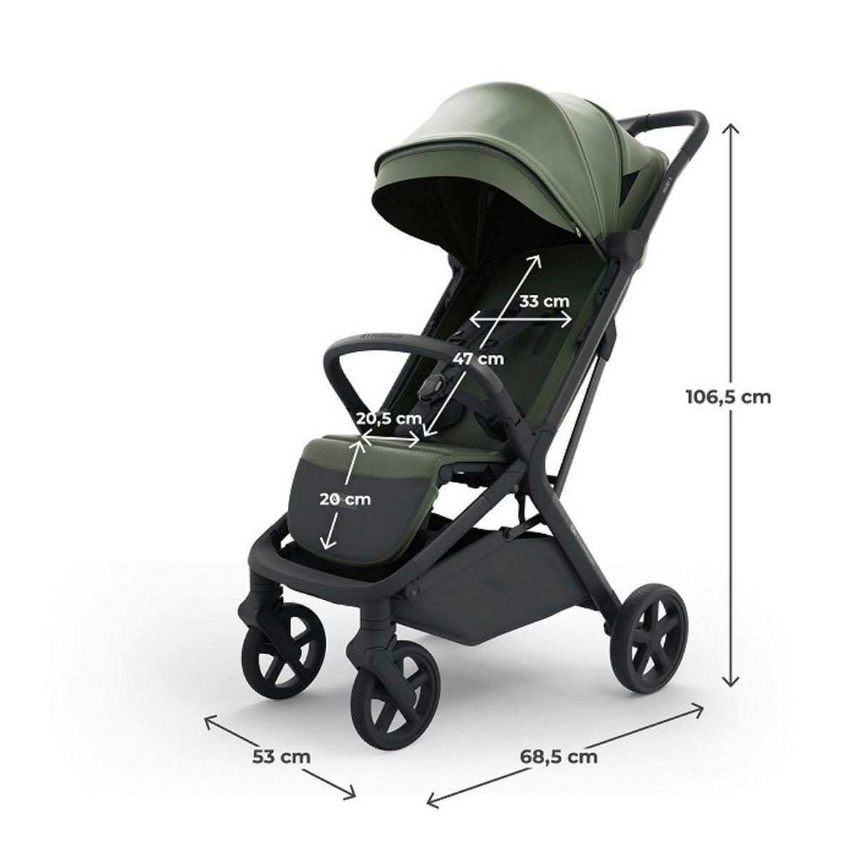 DJEČJA KOLICA  NUBI 3  - maslinasto zelena, Basics, metal/tekstil (68,5/53cm) - Kinderkraft