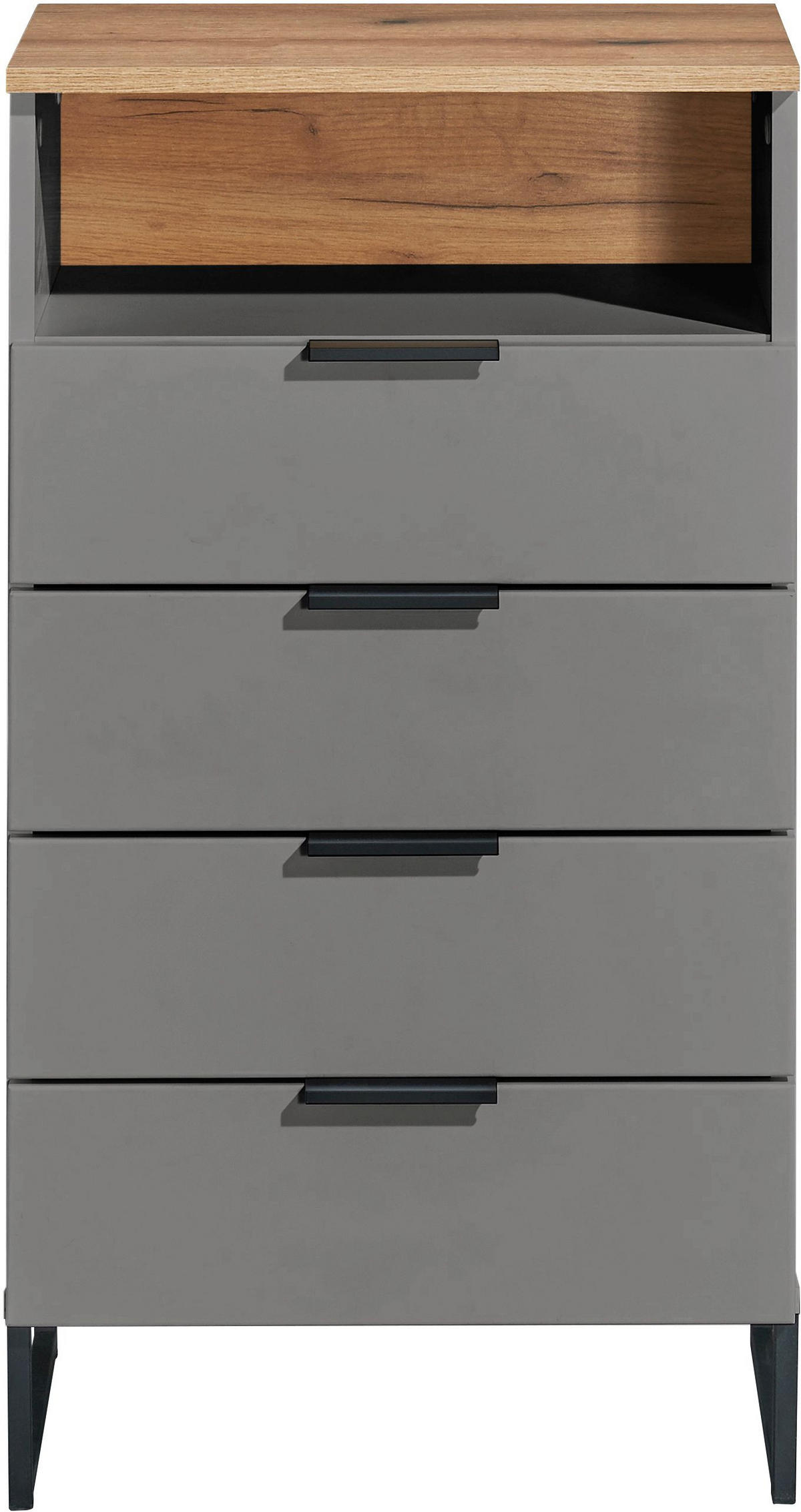 MIDISCHRANK 50/91/32 cm  - Eichefarben/Schwarz, KONVENTIONELL, Holzwerkstoff/Metall (50/91/32cm) - home24