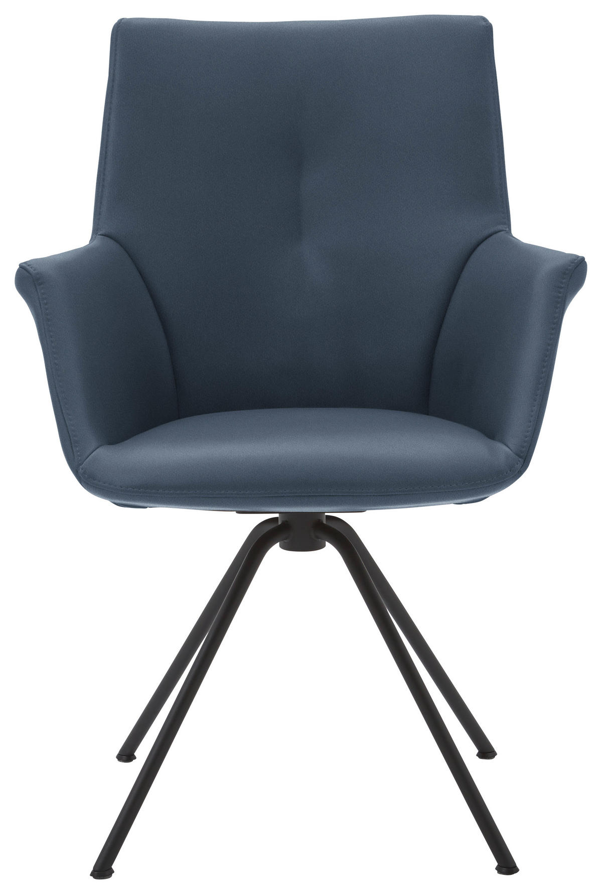 ARMLEHNSTUHL  in Stahl Echtleder pigmentiert  - Graublau/Schwarz, Design, Leder/Metall (60/90/61cm) - Dieter Knoll