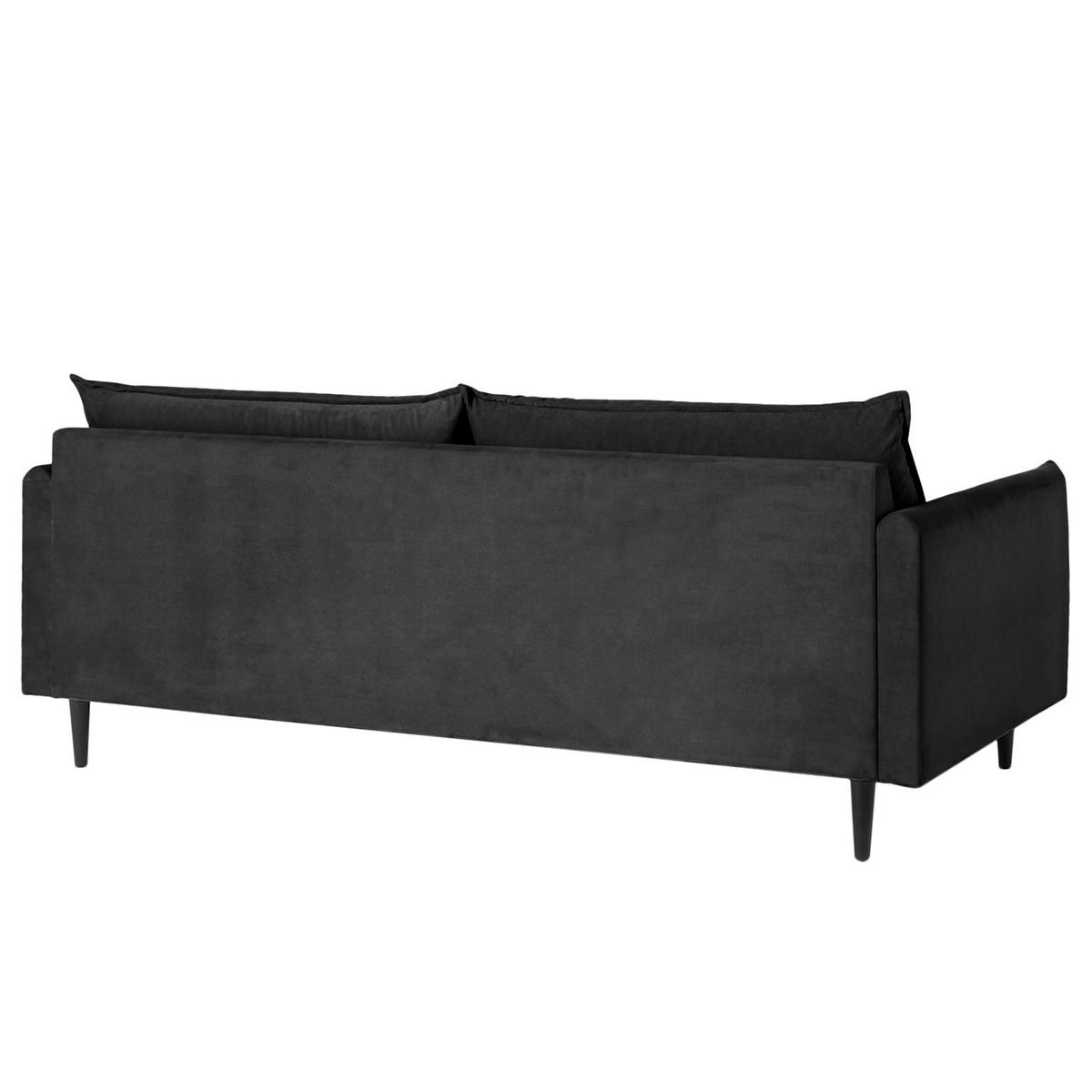 3-SITZER-SOFA JULI Samt Schwarz  - Schwarz, Design, Holz/Textil (203/86/100cm) - P & B