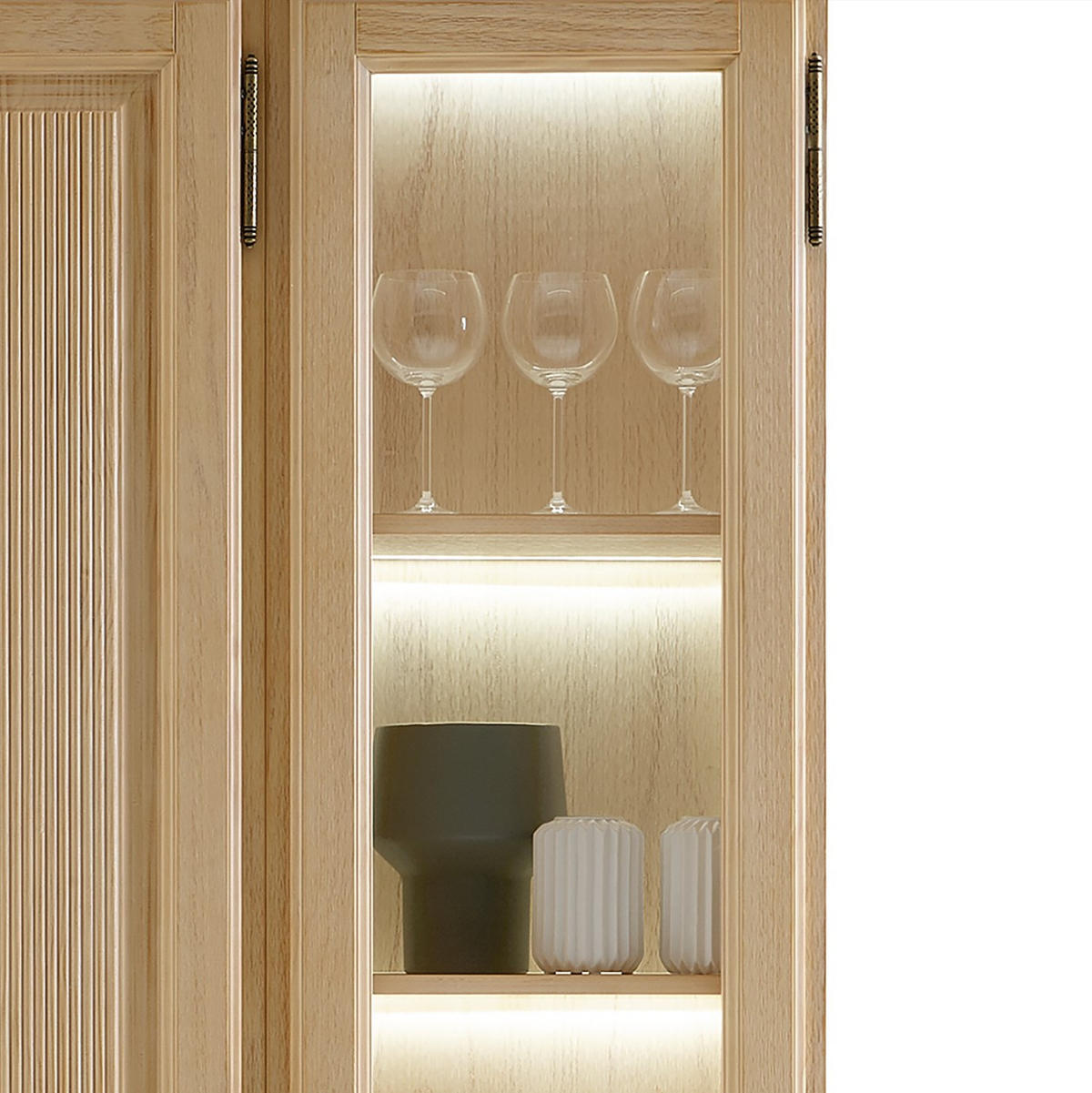 VITRINE in massiv Pinie Beige  - Beige, Design, Holz (153/217/42cm) - Livetastic