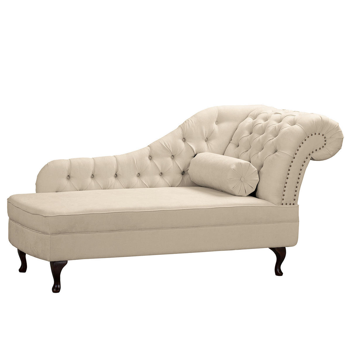 RÉCAMIERE Pako in Mikrofaser Creme  - Creme/Braun, Design, Holz/Textil (185/93/75cm) - Livetastic