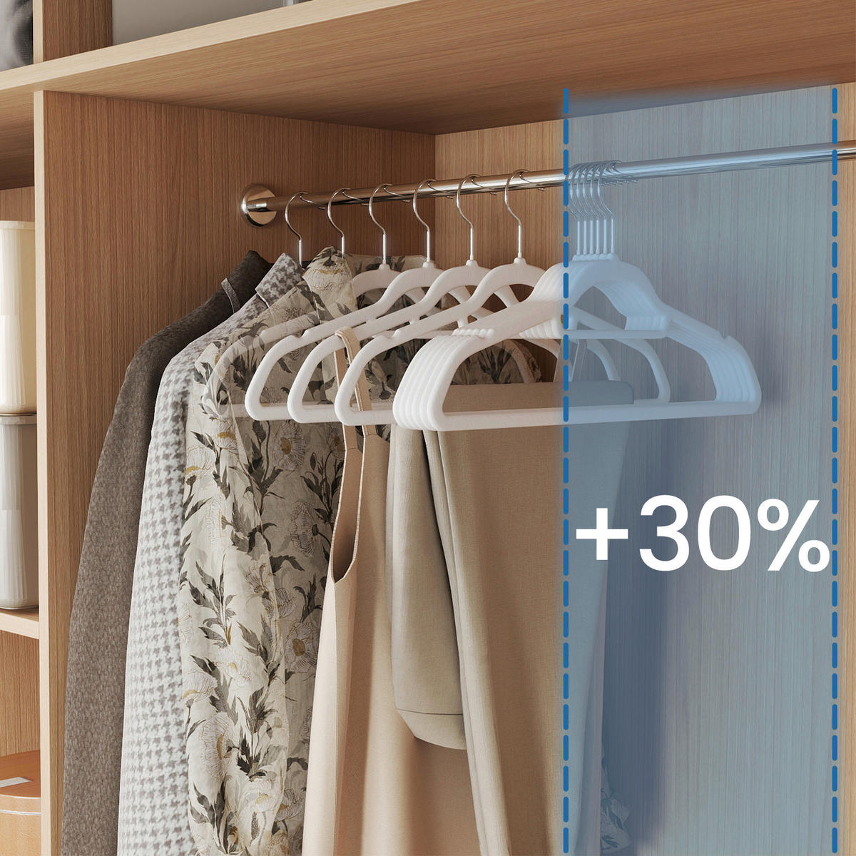 KLEIDERBÜGELSET 42,7 cm Kunststoff, Textil  - Weiß, Basics, Kunststoff/Textil (42,7cm)