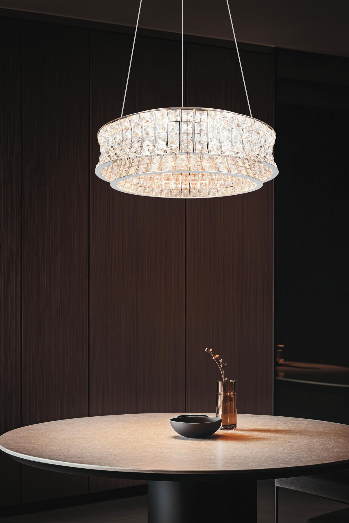 LED FÜGGESZTÉK - krómszínű/áttetsző, Basics, Üveg/fém (60/150cm)