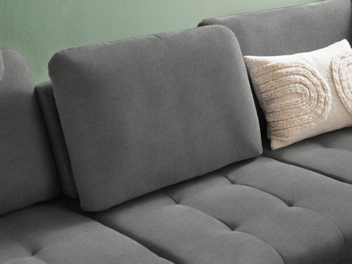 ECKSOFA in Flachgewebe Grau  - Schwarz/Grau, Natur, Textil/Metall (288/233cm) - Valnatura