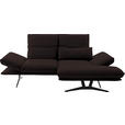ECKSOFA  in Echtleder Dunkelbraun Armteilverstellung, Kopfteilverstellung  210/130 cm  - Dunkelbraun/Schwarz, Design, Leder/Metall (210/130cm) - Dieter Knoll