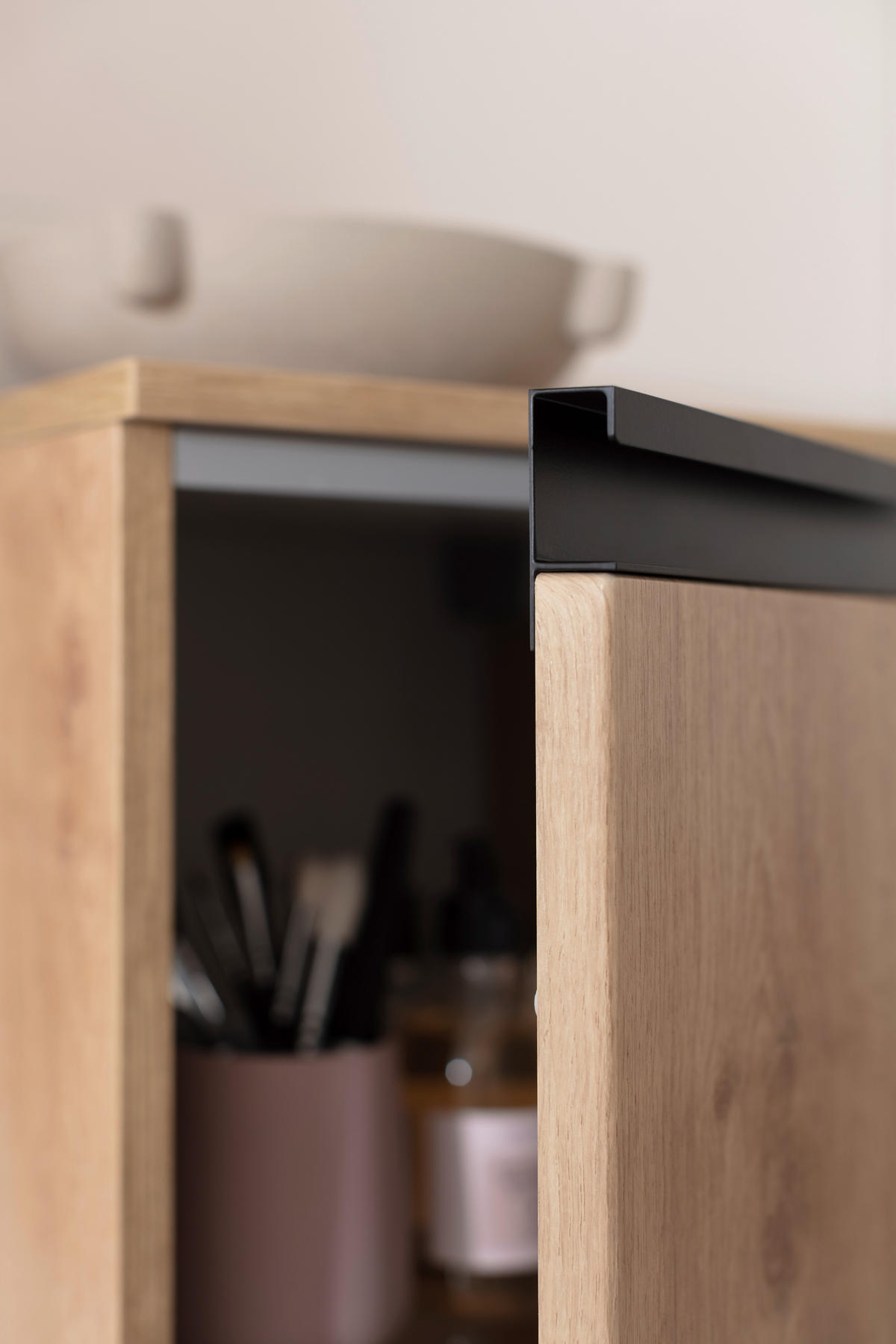 MIDISCHRANK 30,2/133,6/30 cm  - Eichefarben/Schwarz, Basics, Glas/Holzwerkstoff (30,2/133,6/30cm) - Schöner Wohnen