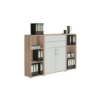 AKTENSCHRANK 172,6/113,6/33 cm  - Weiß/Sonoma Eiche, MODERN, Holzwerkstoff (172,6/113,6/33cm) - MID.YOU