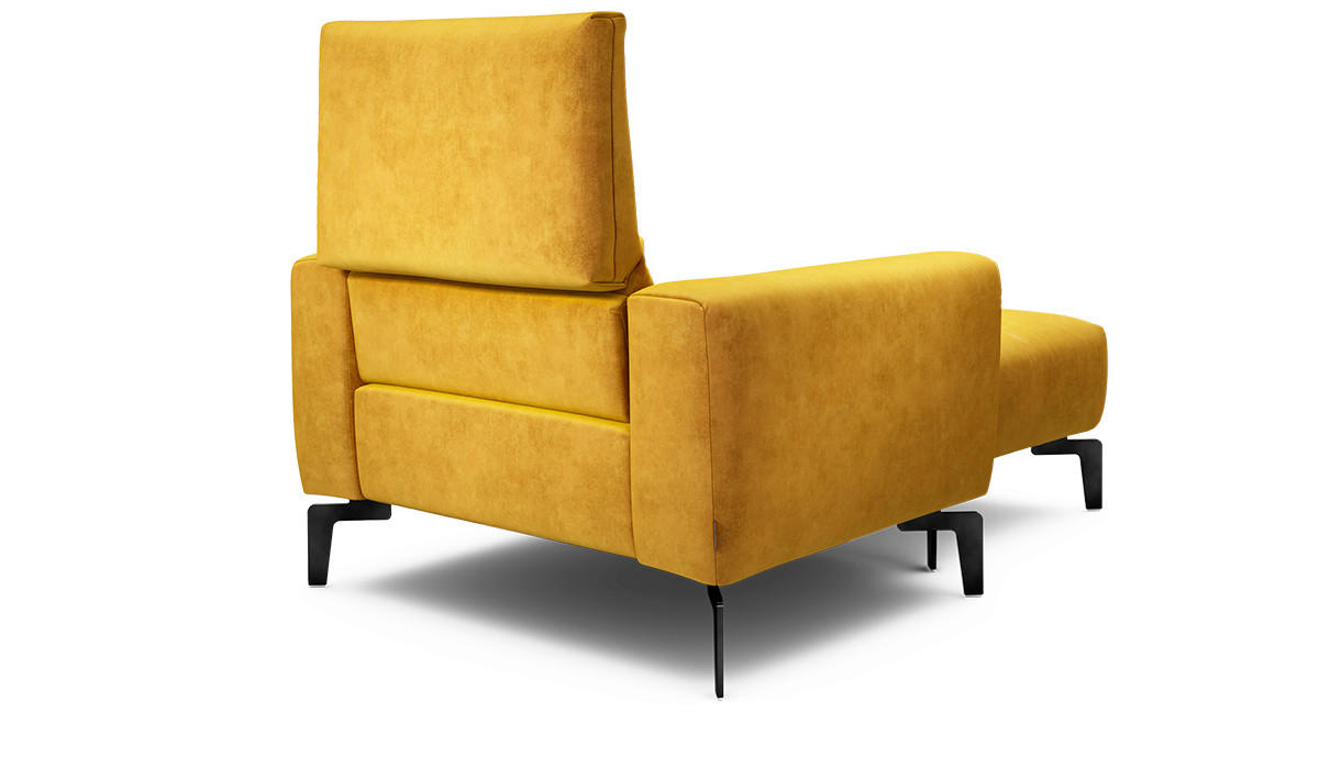 Sessel inkl. Hocker Samt    - Gelb/Schwarz, Design, Textil/Metall (110/85/86-94cm) - SENSOO
