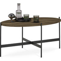 COUCHTISCH Eiche massiv 100/60/49 cm oval Schwarz, Eiche dunkel  - Eiche dunkel/Schwarz, Natur, Holz/Metall (100/60/49cm) - SetOne by Musterring
