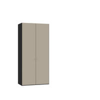DREHTÜRENSCHRANK in Schwarz, Hellbraun  - Hellbraun/Silberfarben, Design, Glas/Holzwerkstoff (102/220/40cm) - Jutzler