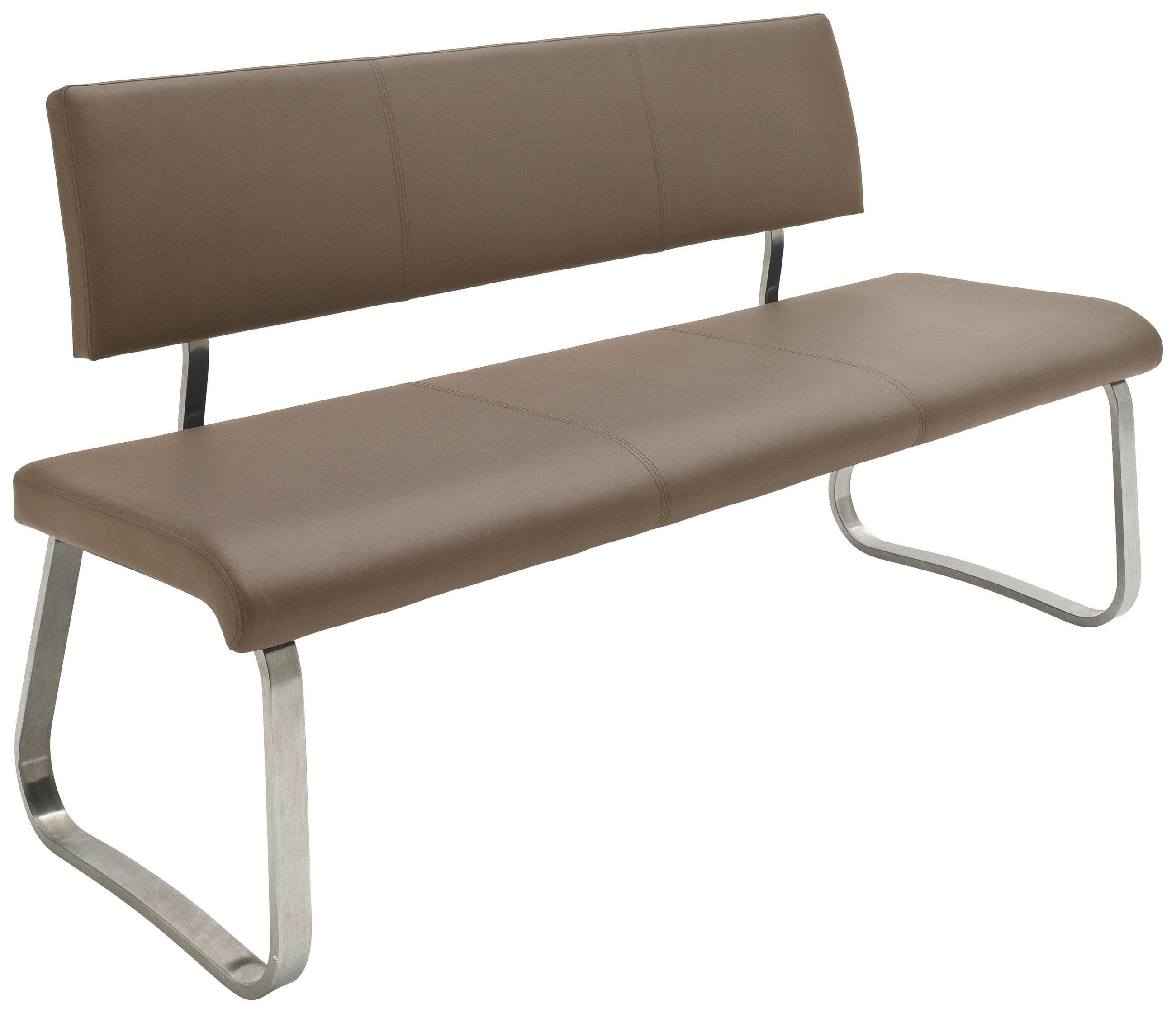 LAVICA, farba ušľachtilej ocele, cappuccino - farba ušľachtilej ocele/cappuccino, Design, kov/koža (155/86/59cm) - Livetastic