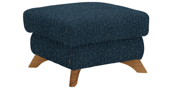 HOCKER Chenille Blau - Blau/Eichefarben, MODERN, Holz/Textil (65/47/65cm) - Valnatura