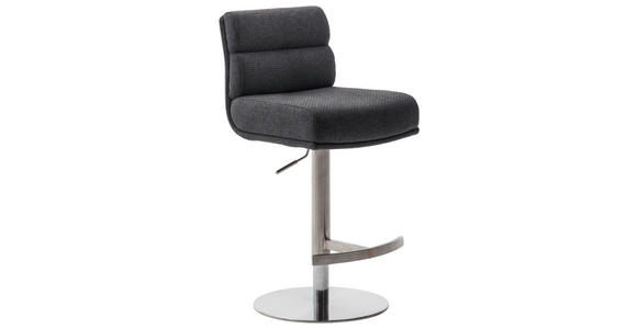 BARHOCKER in Anthrazit, Edelstahlfarben  - Edelstahlfarben/Anthrazit, Design, Textil/Metall (43/84/52cm) - Dieter Knoll