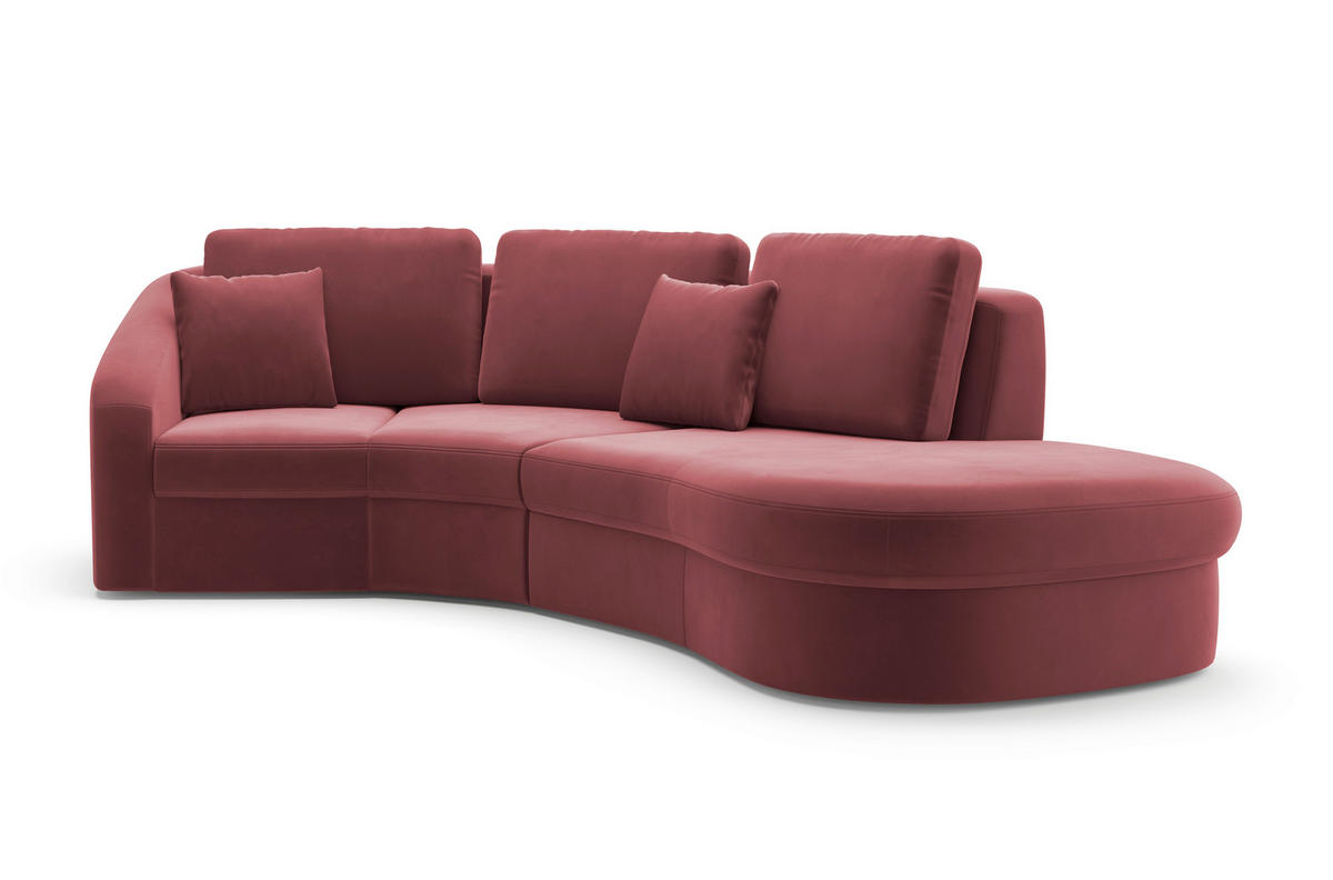 ECKSOFA in Samt Aubergine  - Aubergine/Schwarz, Modern, Kunststoff/Textil (266/230cm) - Sit & More