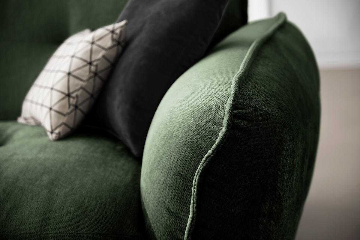 ECKSOFA in Chenille Dunkelgrün  184/269 cm  - Dunkelgrün/Schwarz, MODERN, Kunststoff/Textil (184/269cm) - Trendmanufaktur