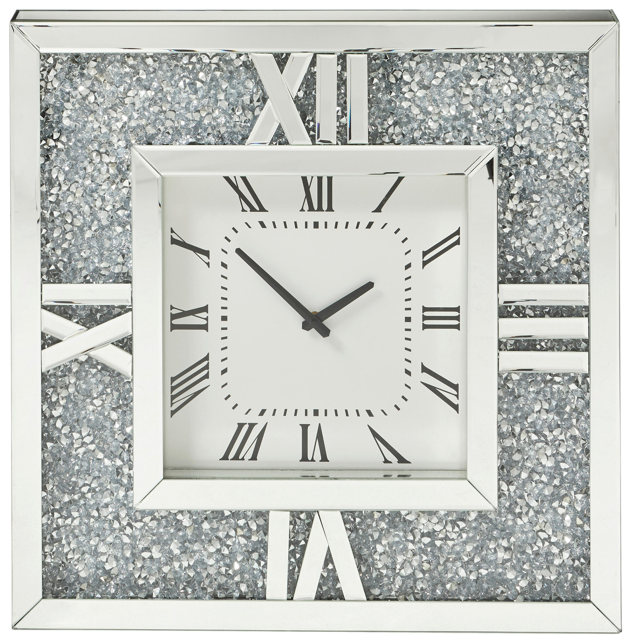 ZIDNI SAT   60,5/60,5/5 cm       - bijela/srebrne boje, Trend, staklo/drvni materijal (60,5/60,5/5cm) - Xora