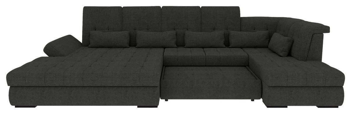 WOHNLANDSCHAFT Graphitfarben Struktur  - Schwarz/Graphitfarben, KONVENTIONELL, Kunststoff/Textil (212/358/222cm) - Carryhome