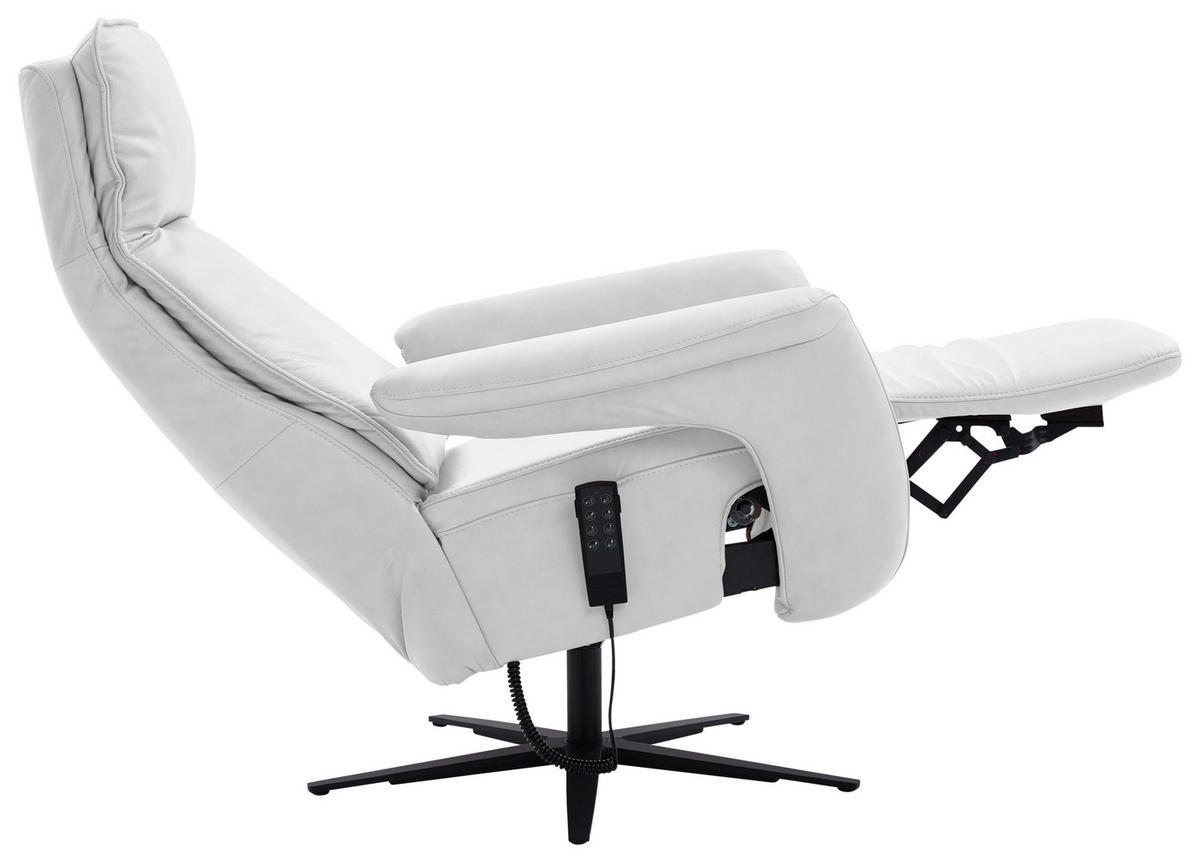 RELAXSESSEL in Leder Weiss  - Weiss/Schwarz, Design, Leder/Metall (83/123/87cm) - Valdera