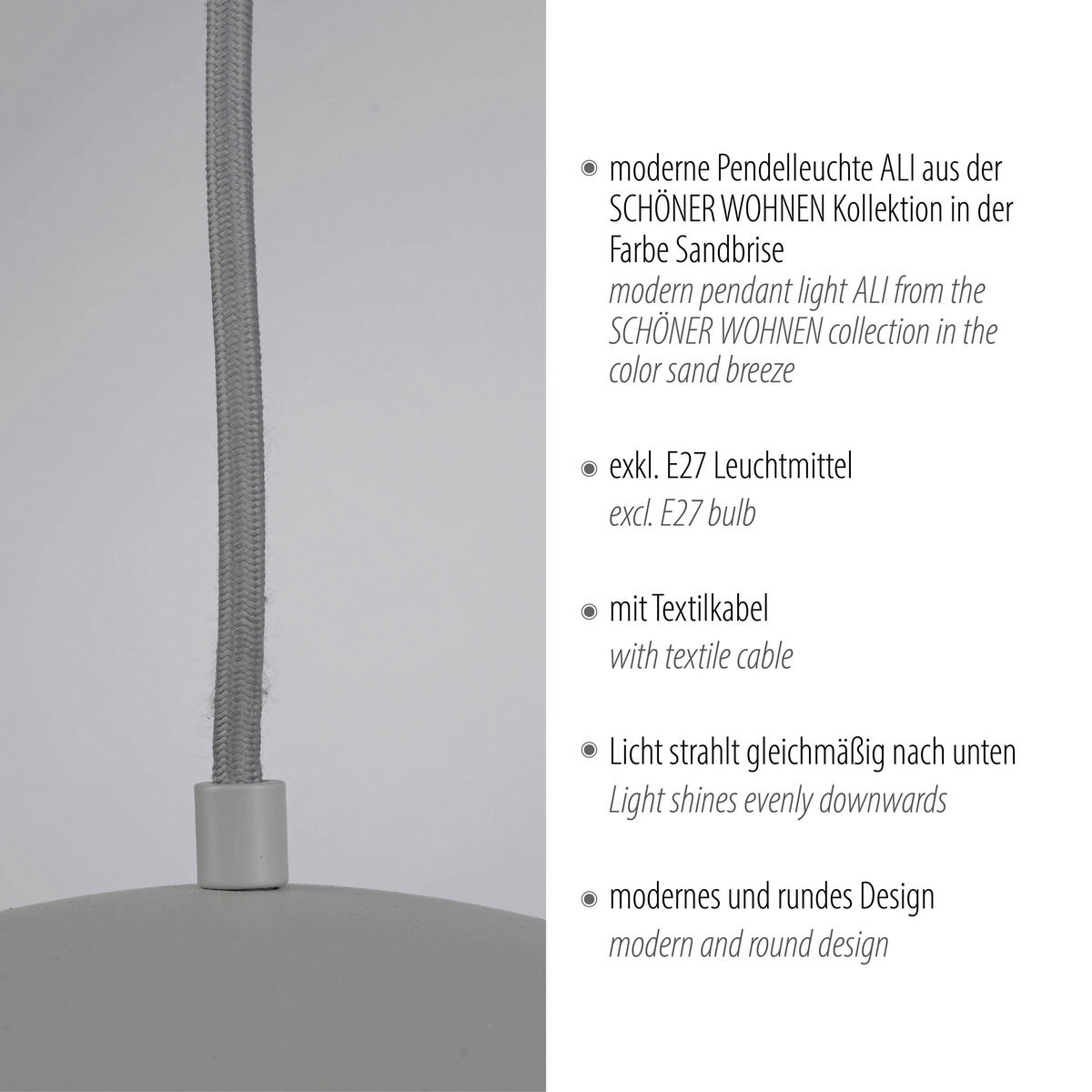 LED-PENDELLEUCHTE SW ALI 38/38/120 cm   - Sandfarben, Design, Kunststoff/Metall (38/38/120cm) - Schöner Wohnen