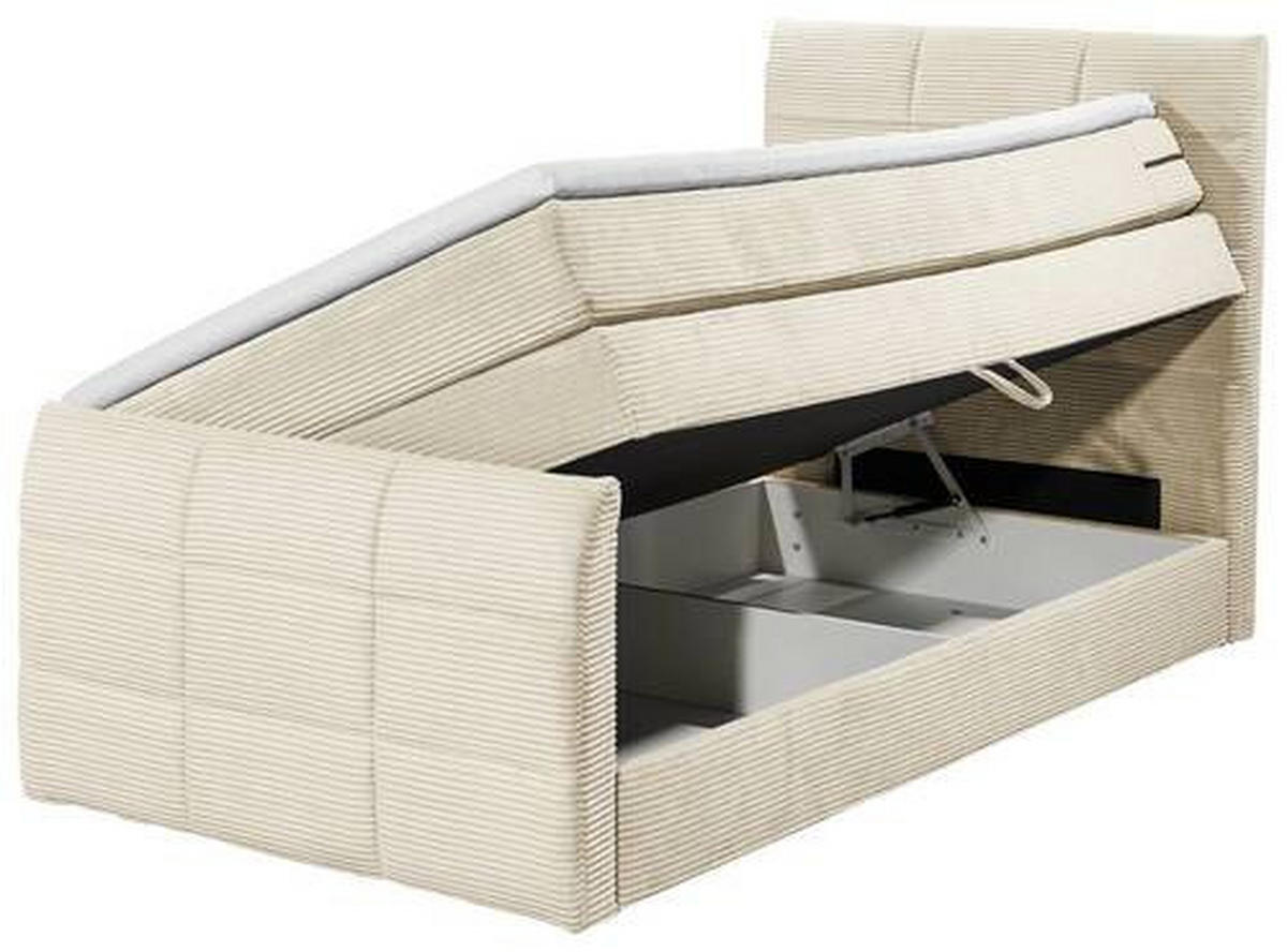 BOXSPRINGBETT 100/200 cm  in Creme  - Creme/Schwarz, MODERN, Holzwerkstoff/Kunststoff (100/200cm) - MID.YOU