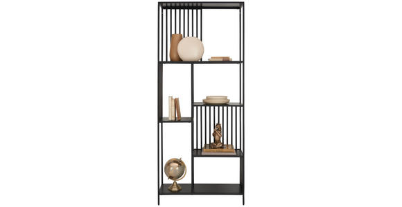REGAL 80/190/30 cm Schwarz - Schwarz, Design, Metall (80/190/30cm) - Ambia Home