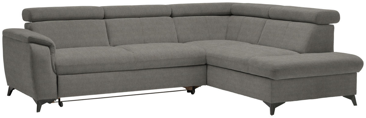 ECKSOFA in Webstoff Grau  - Schwarz/Grau, Design, Textil/Metall (260/203cm) - Stylife