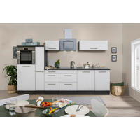 KÜCHENBLOCK 310 cm   in Weiß, Eichefarben  - Edelstahlfarben/Eichefarben, Basics, Holzwerkstoff/Metall (310cm) - Respekta