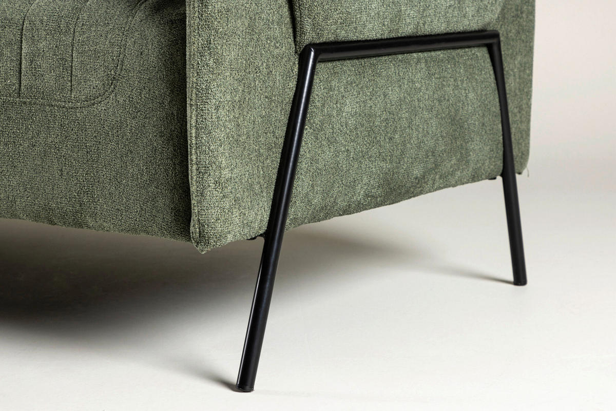 2-SITZER-SOFA Grün, Schwarz  - Schwarz/Grün, MODERN, Textil/Metall (165/85/77cm) - Livetastic