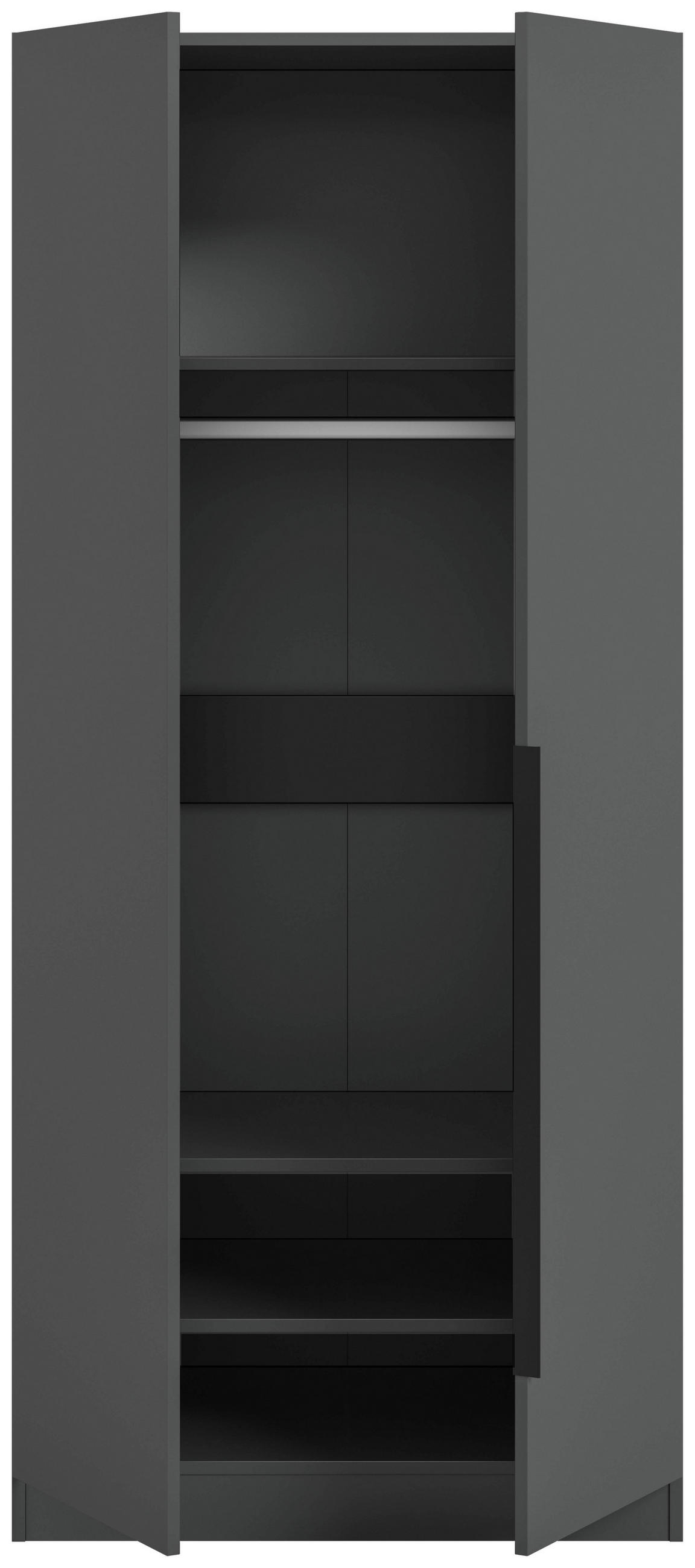 DREHTÜRENSCHRANK 80/181/52 cm,  in Anthrazit, 2-türig  - Anthrazit/Schwarz, MODERN, Holzwerkstoff/Kunststoff (80/181/52cm) - MID.YOU