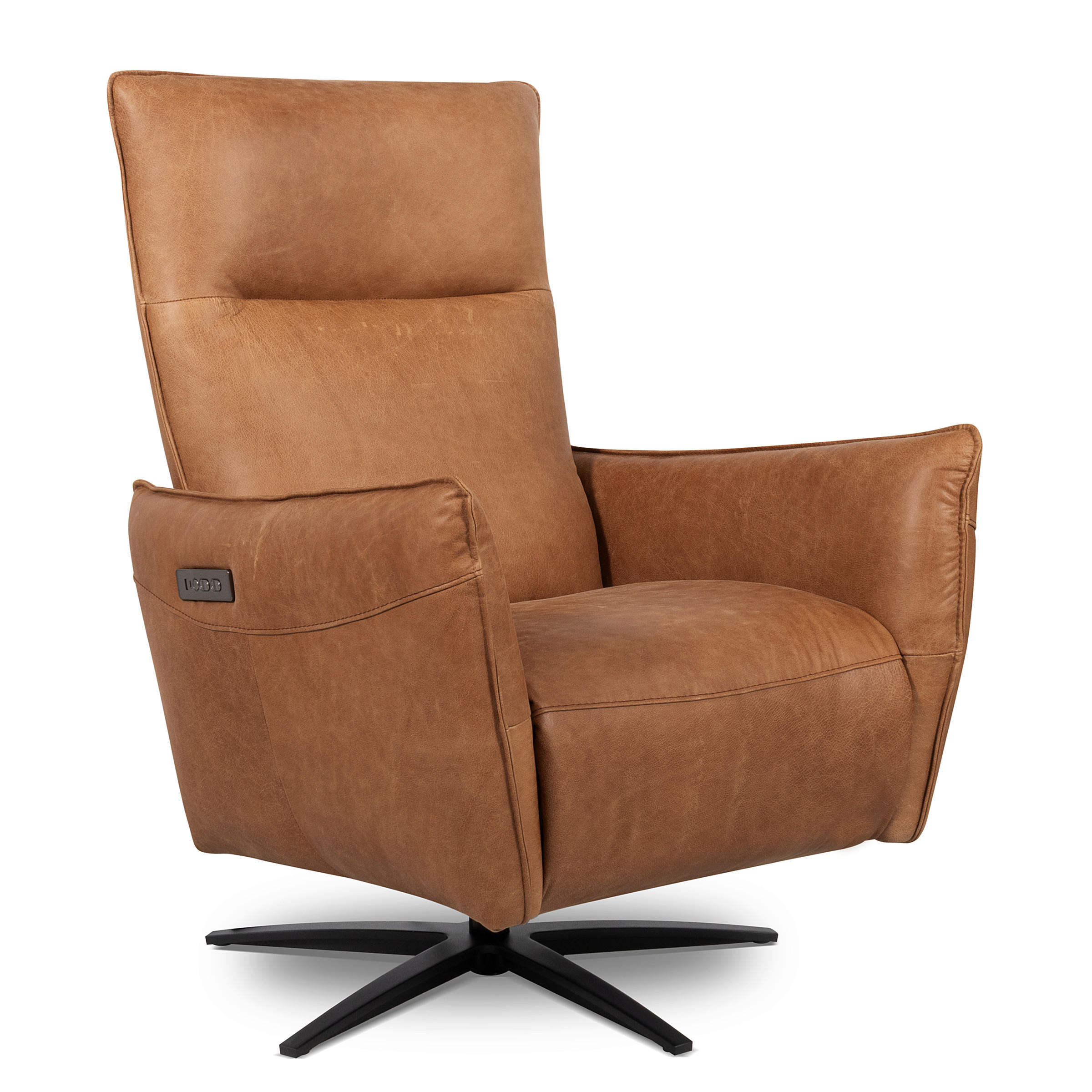 RELAXSESSEL Leder Cognac  - Cognac/Schwarz, Design, Leder/Metall (77/107/88cm) - Livetastic