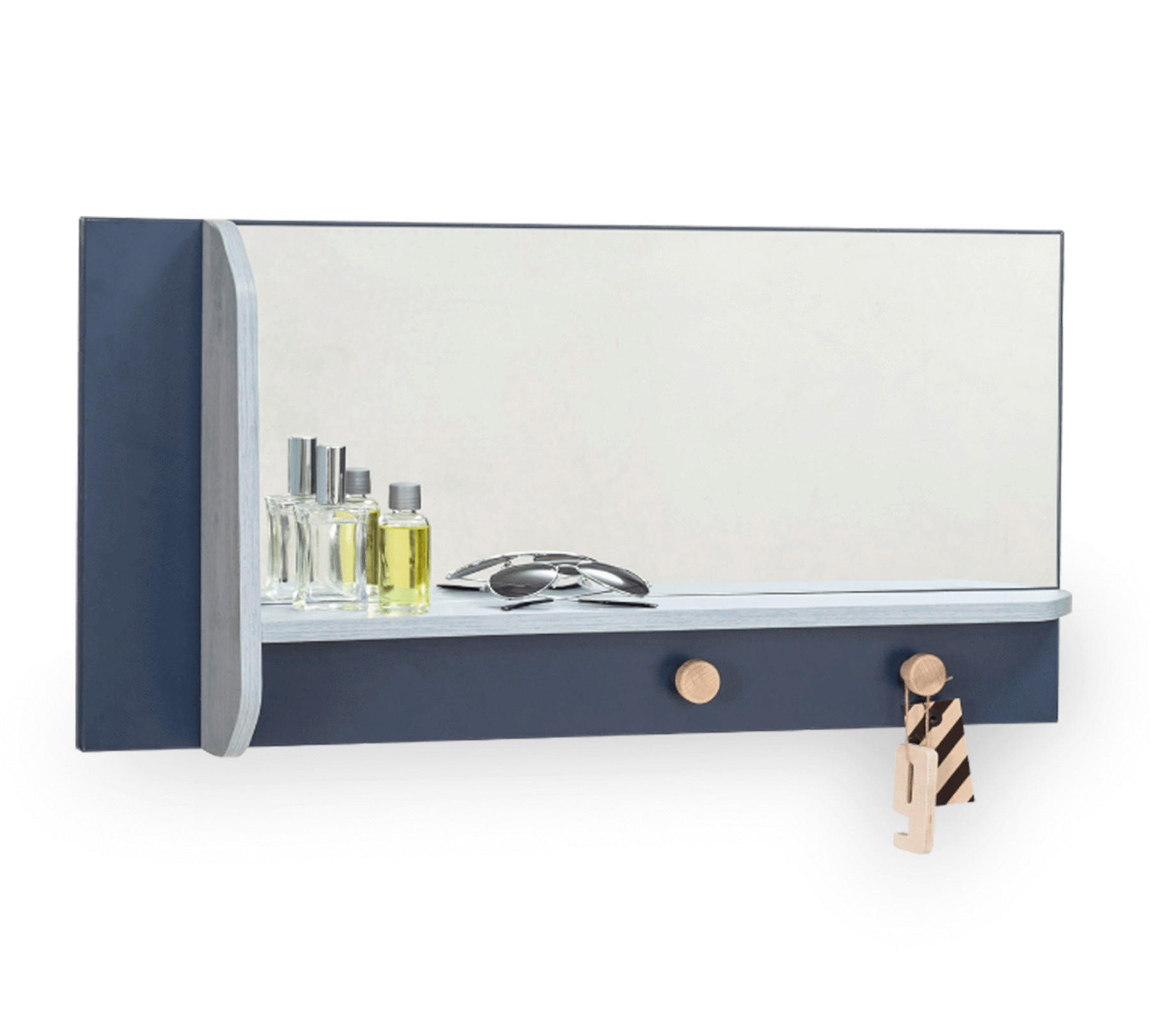 Oglindă 80/39/12 cm    - albastru deschis, Basics, sticlă/material pe bază de lemn (80/39/12cm) - Cilek