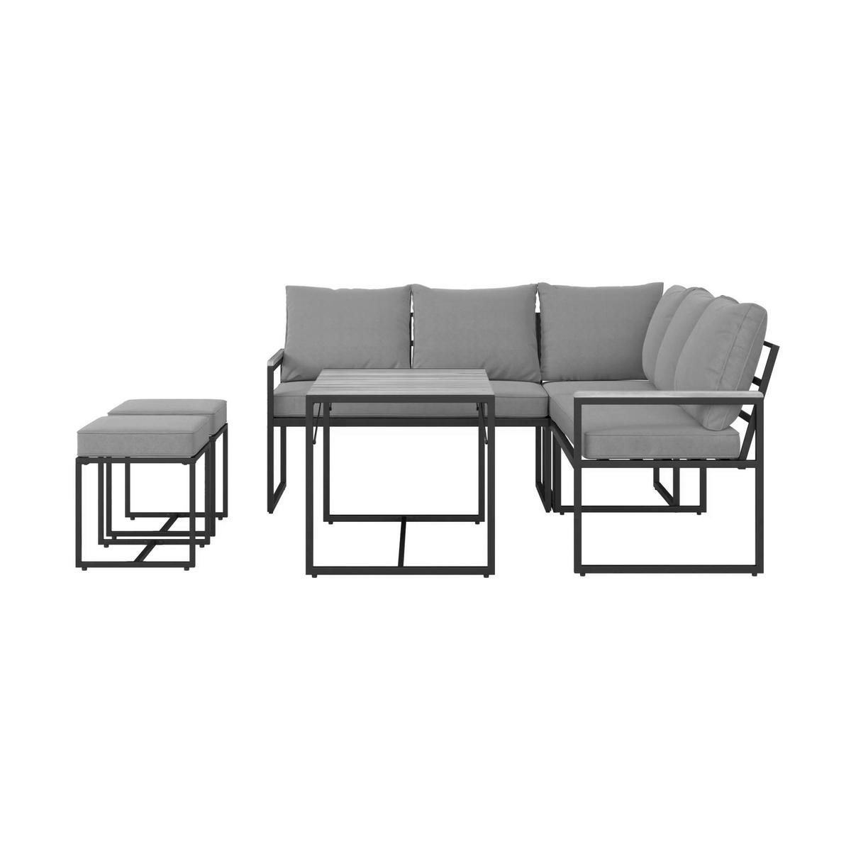 DINING-LOUNGESET  - Schwarz/Akaziefarben, Design, Holz/Textil (205/205cm) - Ambia Garden