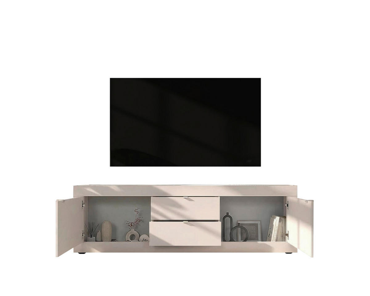 LOWBOARD  in 210/65/43 cm  - Kaschmir/Schwarz, Design, Holzwerkstoff/Kunststoff (210/65/43cm) - MID.YOU