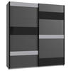 SCHWEBETÜRENSCHRANK in Graphitfarben, Grau, Schwarz  - Hellgrau/Graphitfarben, Modern, Glas/Holzwerkstoff (180/210/65cm) - MID.YOU
