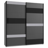 SCHWEBETÜRENSCHRANK 180/210/65 cm 2-türig Graphitfarben, Grau, Schwarz  - Hellgrau/Graphitfarben, MODERN, Glas/Holzwerkstoff (180/210/65cm) - MID.YOU